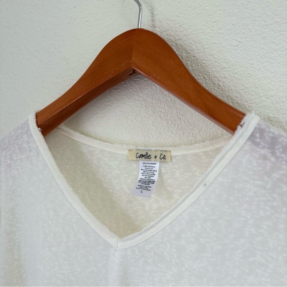 NWT Camille & Co White Ivory V-Neck Blouse Women’s Size Large - Picture 5 of 6